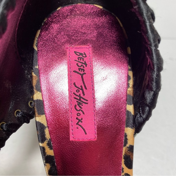 New Betsy Johnson Leopard Peep Toe Satin High Heel Pump Women's Shoes Size 10 - Picture 14 of 15